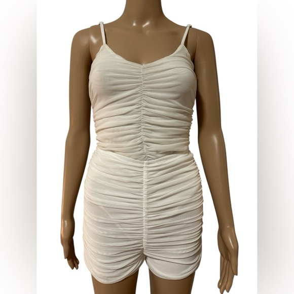 Women's Cream Ruched Bodysuit - Picture 7 of 9